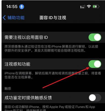 中卫苹果14维修网点分享iPhone14注视感知功能有什么用 